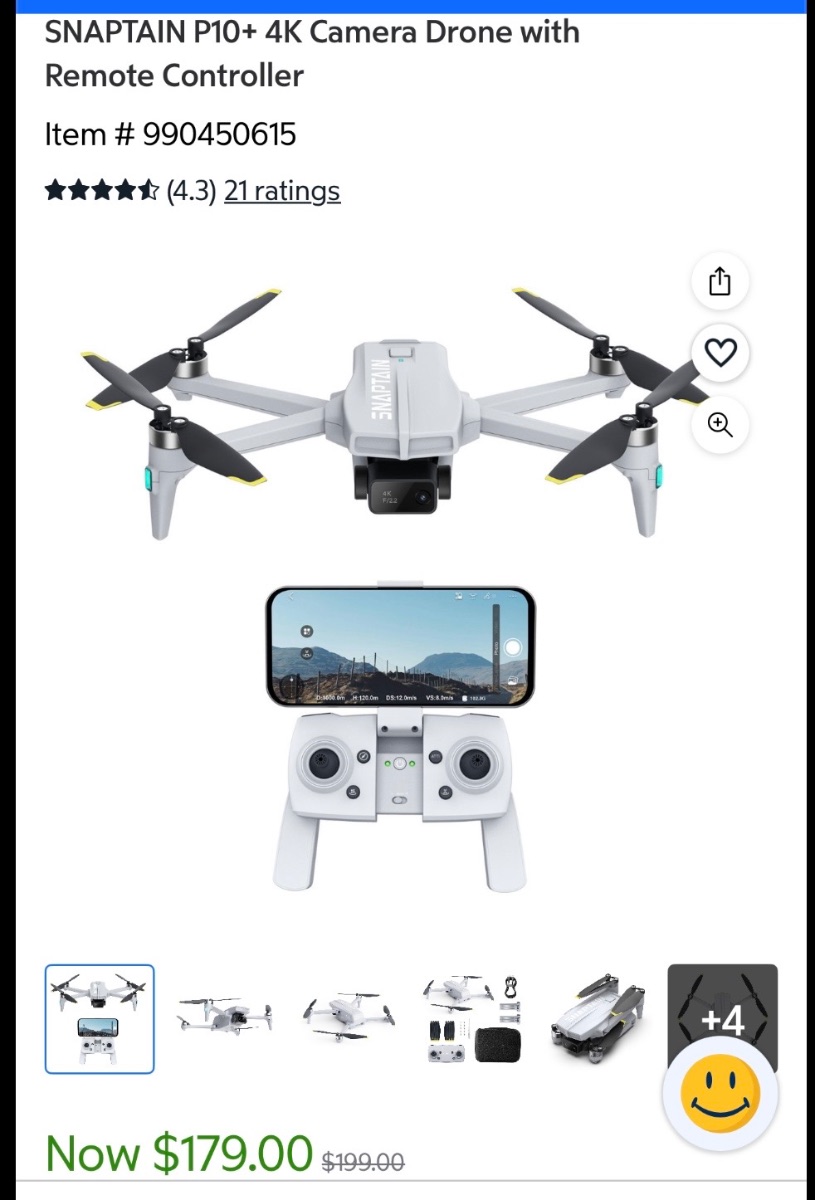 SNAPTAIN P10+ 4K Camera Drone with Remote Controller listing photo โ photo 1